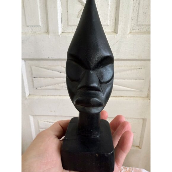 Vintage MCM Pair of Carved Ebony wood African Busts - Picture 7 of 9